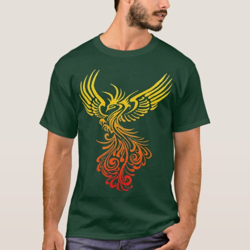 Rising From The Ashes Detailed Phoeni Flame Color  T_Shirt