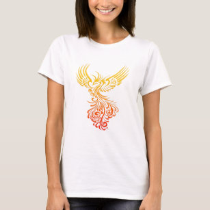 Rising From The Ashes Detailed Phoenix Flame Ombre T-Shirt
