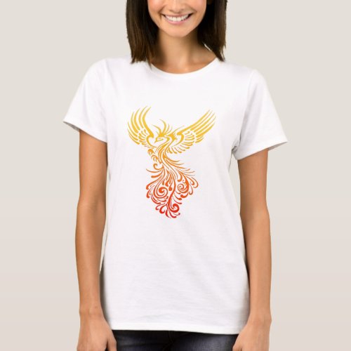 Rising From The Ashes Detailed Phoenix Flame Ombre T_Shirt