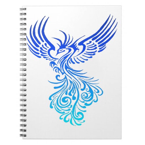 Rising From The Ashes Phoenix Blue Aqua Ombre Notebook
