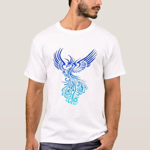 Rising From The Ashes Phoenix Blue Aqua Ombre T_Shirt