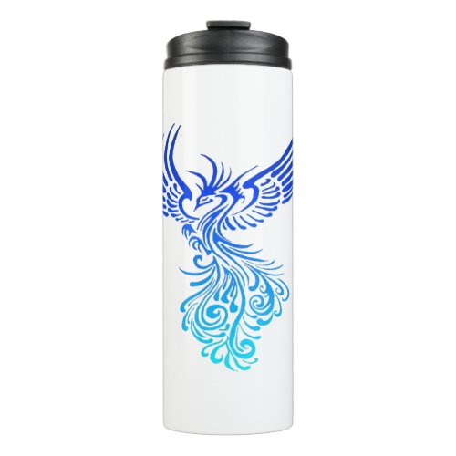 Rising From The Ashes Phoenix Blue Aqua Ombre Thermal Tumbler