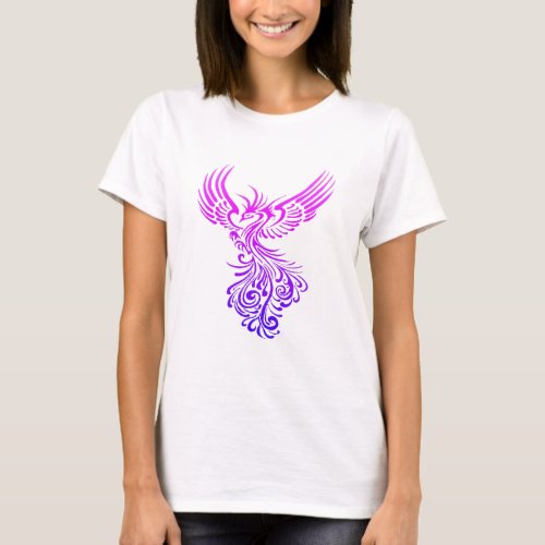 Rising From The Ashes  Phoenix Lilac Pink Ombre T_Shirt