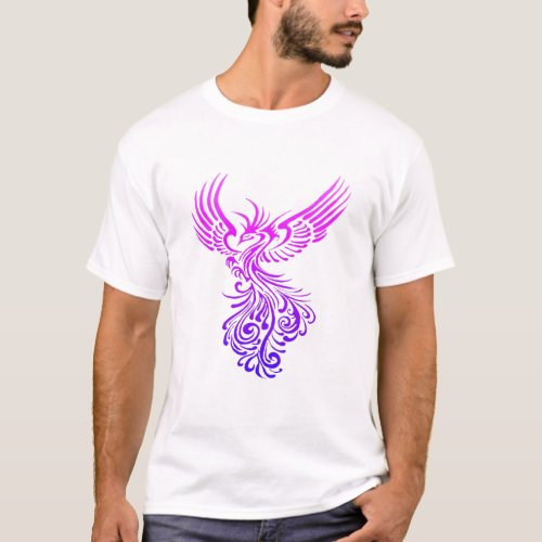 Rising From The Ashes  Phoenix Lilac Pink Ombre T_Shirt