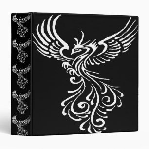Rising From The Ashes Phoenix White Illustration 3 Ring Binder