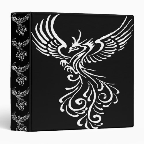 Rising From The Ashes Phoenix White Illustration 3 Ring Binder