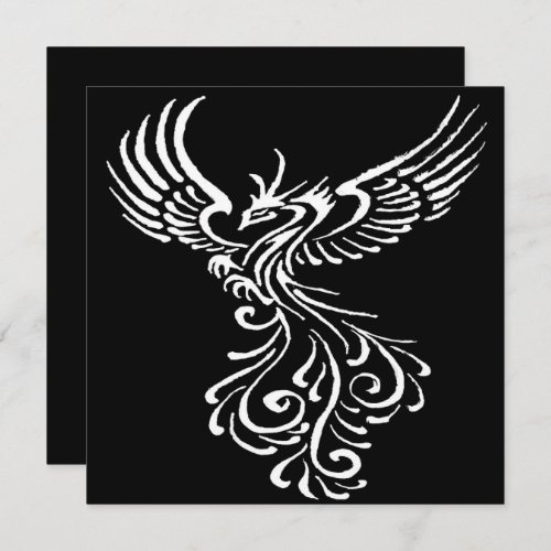 Rising From The Ashes Phoenix White Illustration Invitation