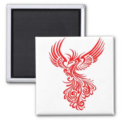 Rising From The Ashes Red Phoenix Tattoo Stencil Magnet