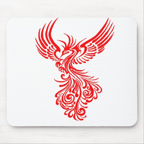 Rising From The Ashes Red Phoenix Tattoo Stencil Mouse Pad