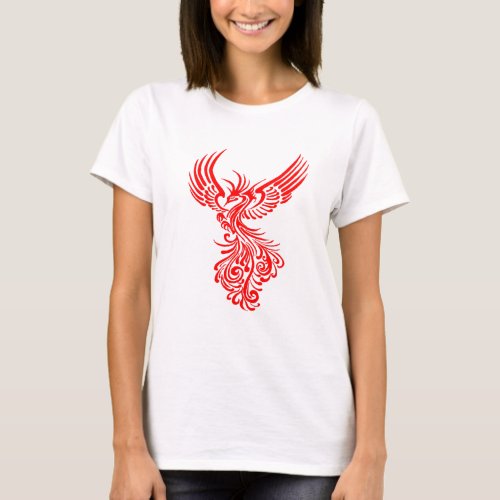 Rising From The Ashes Red Phoenix Tattoo Stencil T_Shirt