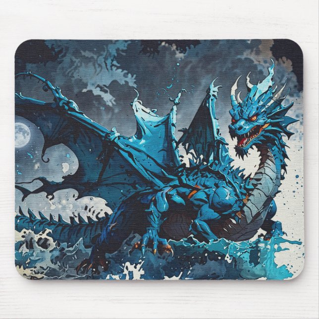 Rising from the Oceans-Dragon Artwork Mouse Pad (Front)