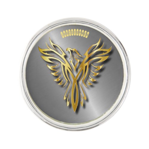 Rising Golden Phoenix Gold Flames With Lapel Pin