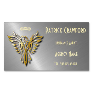 Rising Golden Phoenix Gold Flames With Shadows Business Card Magnet