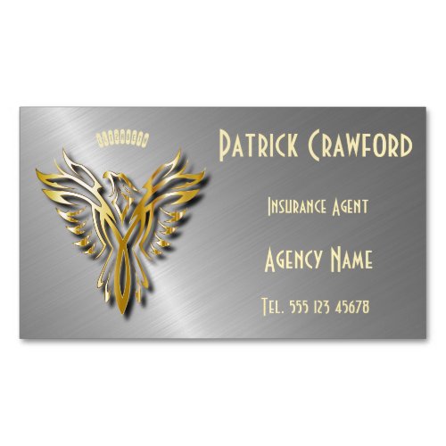 Rising Golden Phoenix Gold Flames With Shadows Business Card Magnet