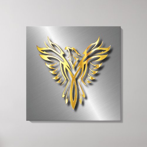 Rising Golden Phoenix Gold Flames With Shadows Canvas Print