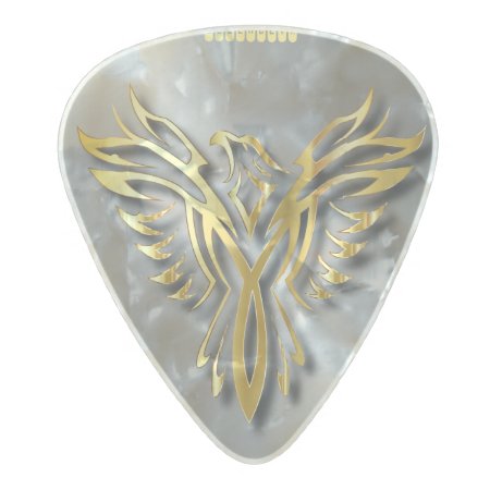 Rising Golden Phoenix Gold Flames With Shadows Pearl Celluloid Guitar 
