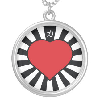 Rising Heart blk Silver Plated Necklace