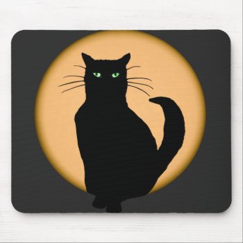 Rising Moon Cat Silhouette Mousepad by zortmeister at Zazzle