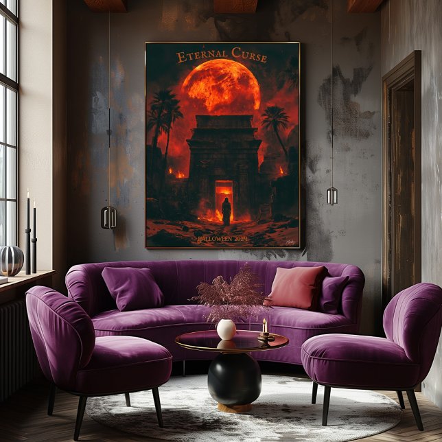 Rising Mummy Halloween - Ancient Tomb & Blood Moon Poster (Creator Uploaded)