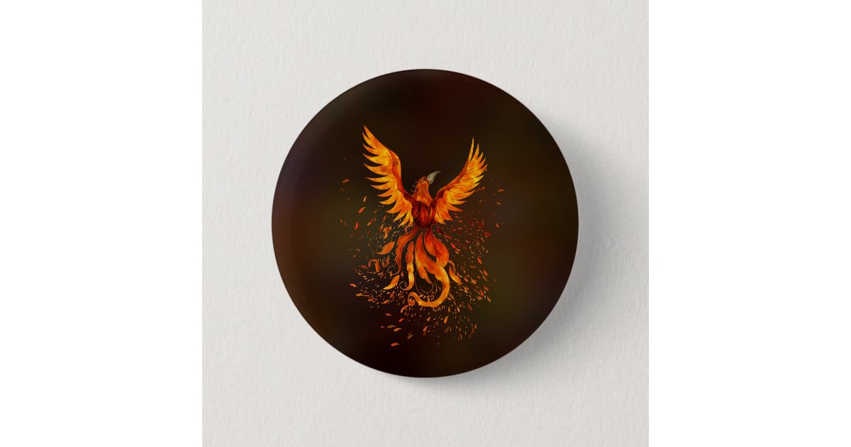 Rising Phoenix Bird Button | Zazzle