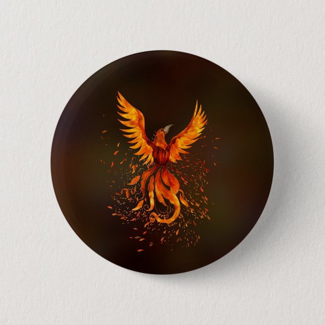 Rising Phoenix Bird Button (Front)