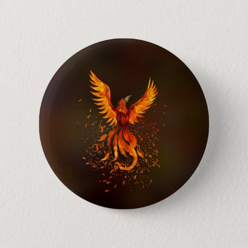 Rising Phoenix Bird Button