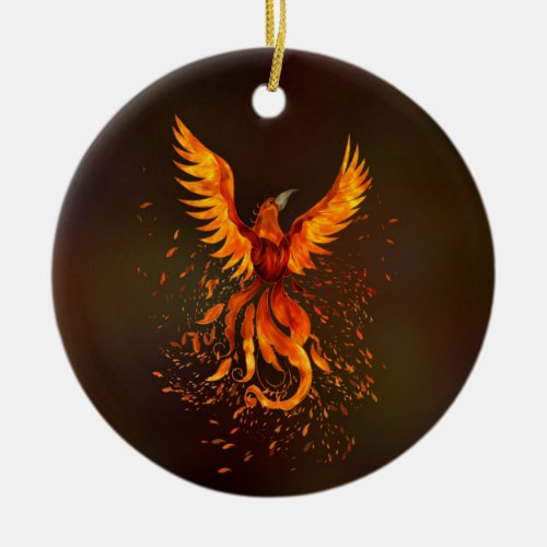 Rising Phoenix Bird Ceramic Ornament