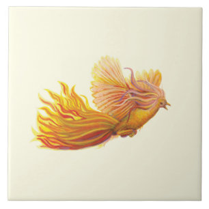Rising Phoenix Bird Ceramic Tile