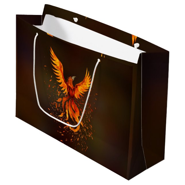 Rising Phoenix Bird Large Gift Bag (Front Angled)