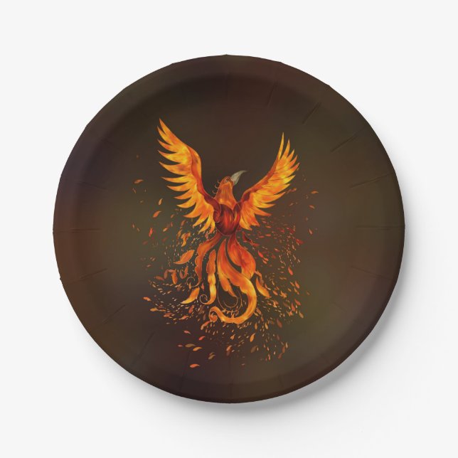 Rising Phoenix Bird Paper Plates (Front)