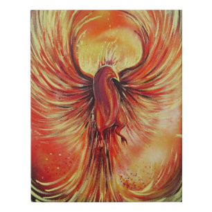 Rising Phoenix Fire Bird Bold Flame Fantasy Faux Canvas Print
