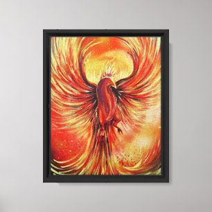 Rising Phoenix Fire Bird Bold Flame Fantasy Wall Canvas Print