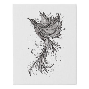 Rising Phoenix Ink Faux Canvas Print