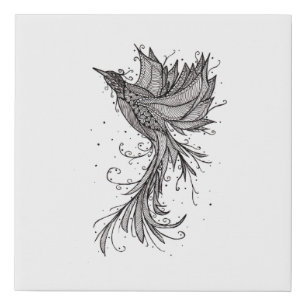 Rising Phoenix Lineart Canvas Print