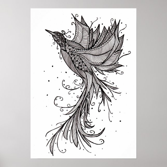 Rising Phoenix Lineart Poster (Front)