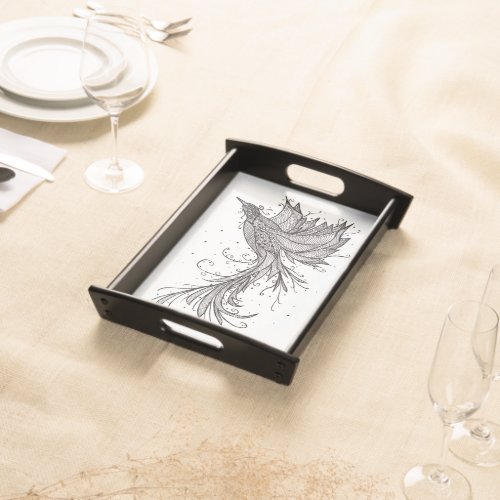 Rising Phoenix Lineart Serving Tray