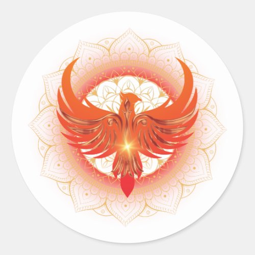 Rising Phoenix Mandala Classic Round Sticker