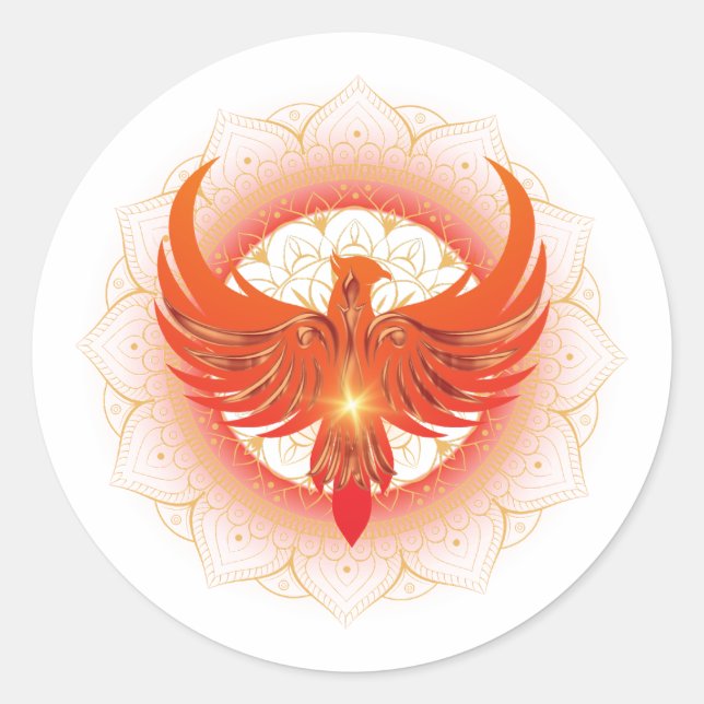 Rising Phoenix Mandala Classic Round Sticker (Front)