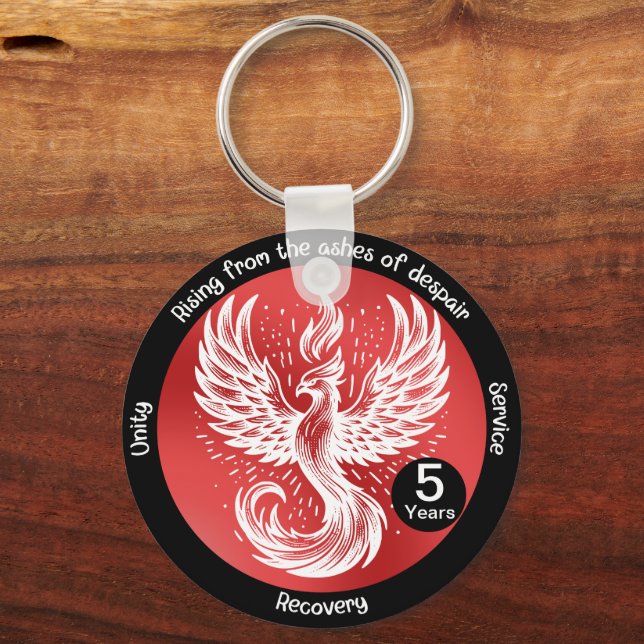 Rising Phoenix - Milestone in Recovery Gift Keychain (Front)