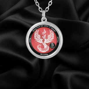 Rising Phoenix - Milestone in Recovery Gift Silver Plated Necklace