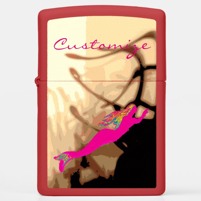 rising pink mermaid zippo lighter (Front)
