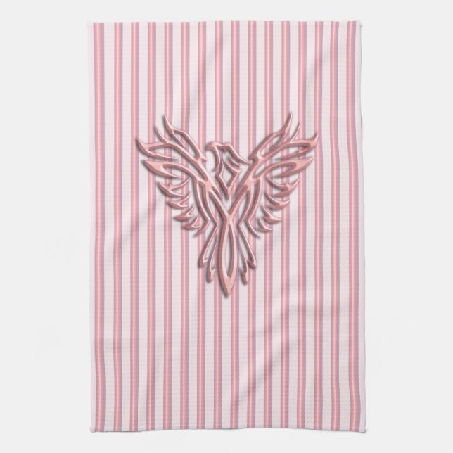 Rising pink phoenix with pink bands towel (Vertical)