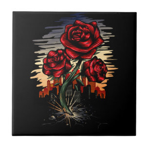 Rising Rose Ceramic Tile