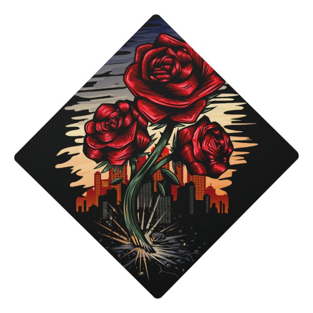 Rising Rose Graduation Cap Topper (Front)
