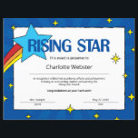 Rising Star Student Recognition Certificates<br><div class="desc">Celebrate your student’s success! Our Rising Star Student Recognition Certificates was crafted with these sentiments. Our Rising Star Student Recognition Certificates is customizable so that you can make this your own. The Rising Star Student Recognition Certificates is a terrific for students and children of all ages. Hand over our Rising...</div>
