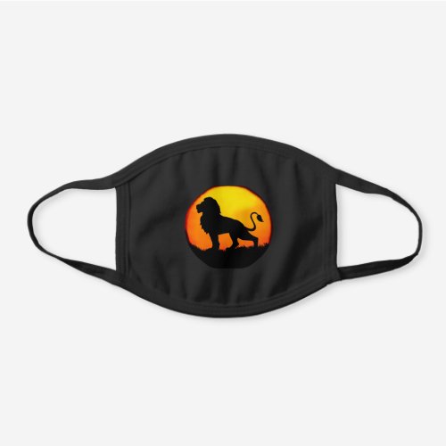 Rising sun and lion animal silhouette black cotton face mask