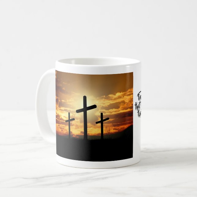 Rising Sun Crucifix Mug (Front Left)