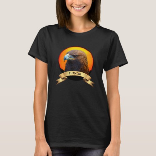 Rising sun golden eagle  ribbon with honor text T_Shirt