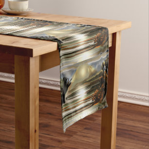 Rising Sun on the Desert Abstract Art Short Table Runner