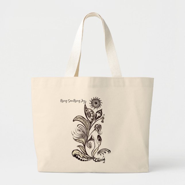Rising Sun, Rising Joy Mandala Tote Bag" (Front)